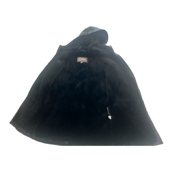 WILSON Black Leather Jacket with Hood | Small | Zips Closed | Fully Lined - Picture 12 of 16